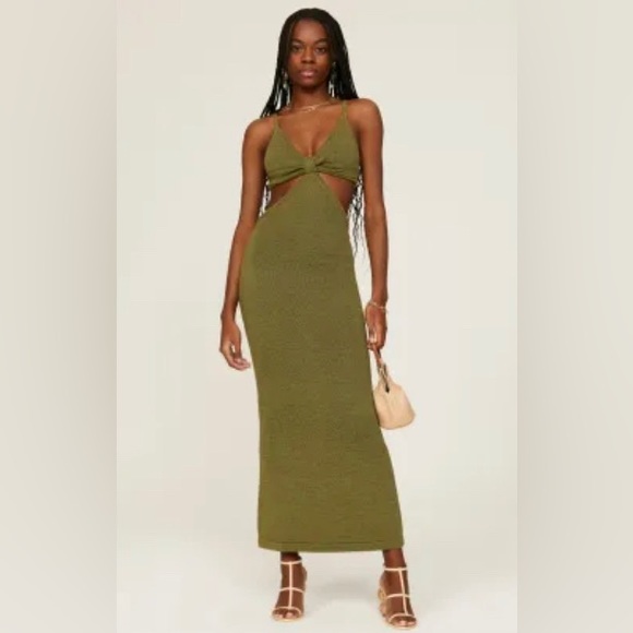 CULT GAIA Serita sleeveless cut out knit olive green midi dress size small - Picture 1 of 9